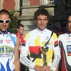Routes de Moselle Podium der Gesamtwertung mit  Gregoire Balland (JEC Deodatienne), Thomas Krasniak (UC Amneville) und Matthias Schnapka